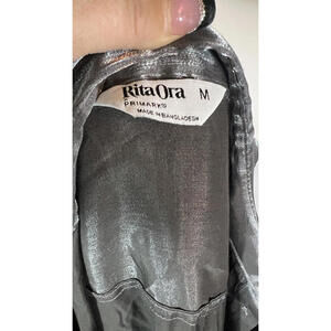 Rita Ora Primark Metallic Silver Button-Up Shirt Medium